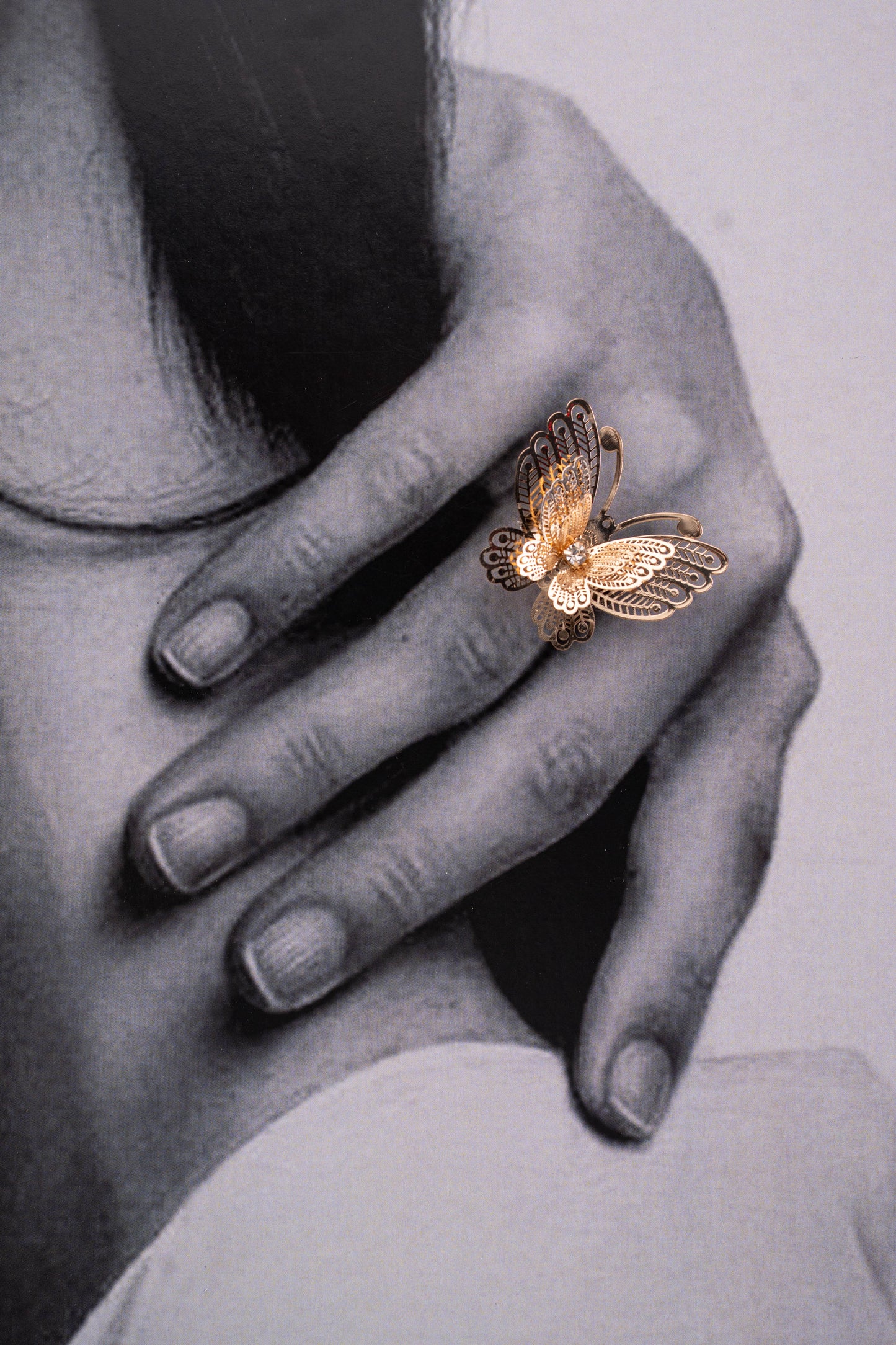 Elegant Gold Plated Butterfly Rings