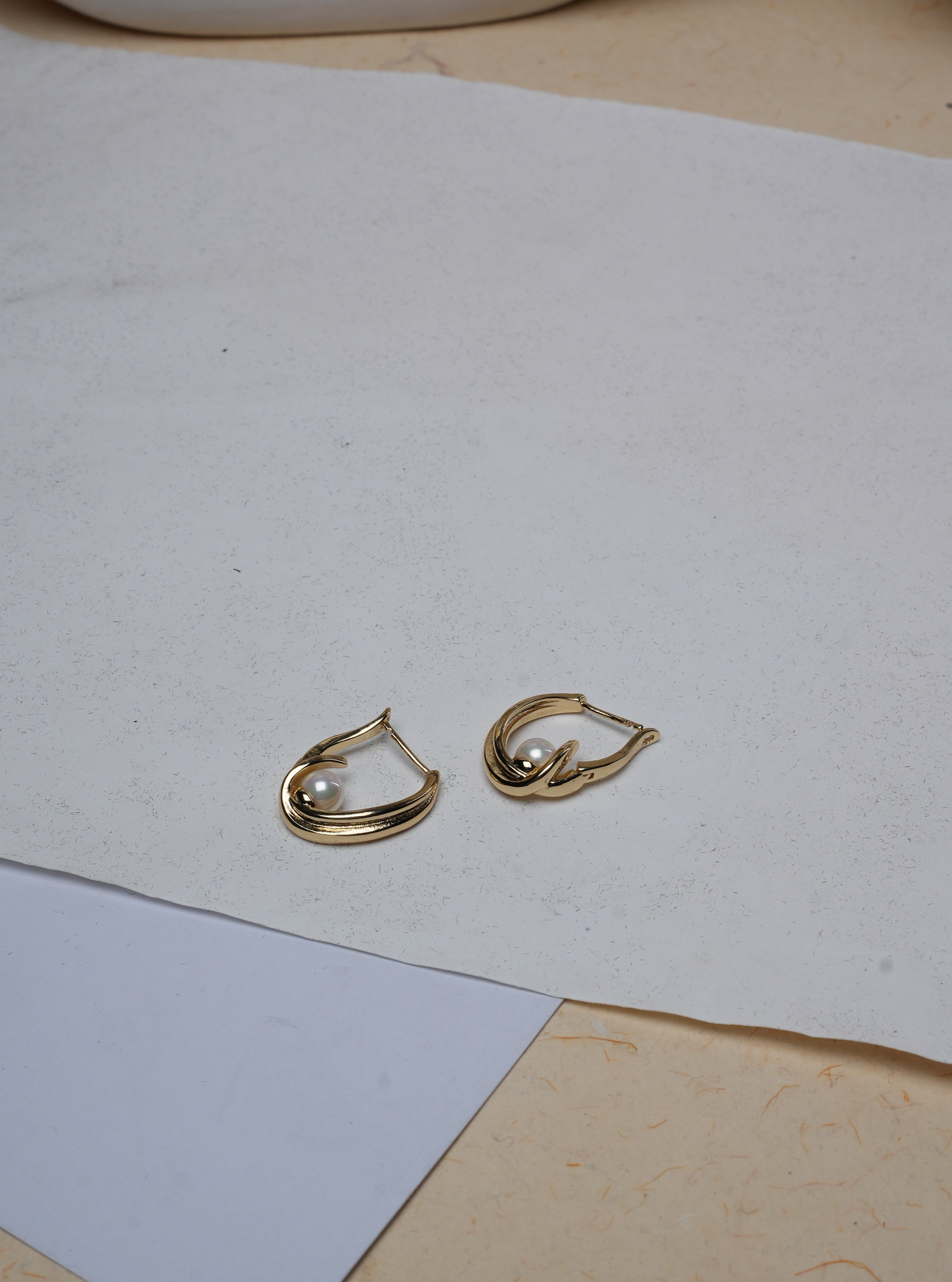 Gold-Plated Pearl Hoop Earrings