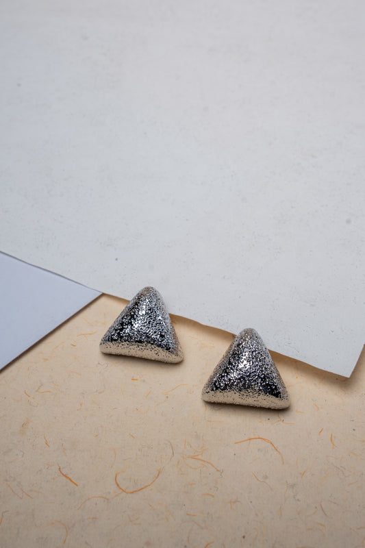 Elegant Silver Triangle Stud Earrings