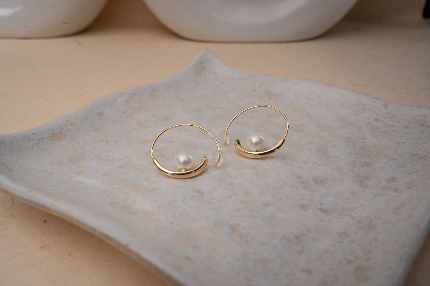 Elegant Gold-Plated Pearl Hoop Earrings