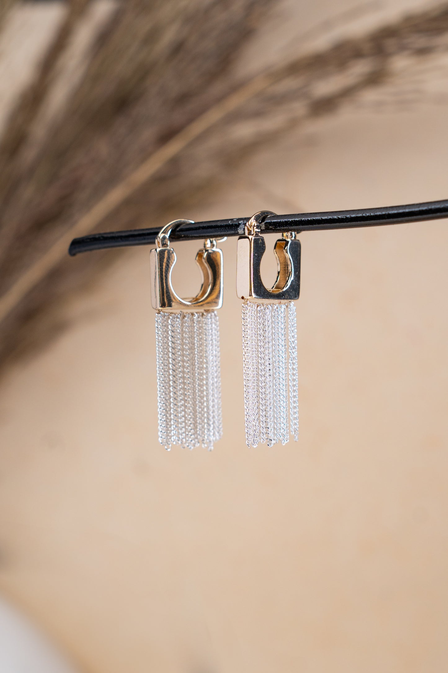 Chic White-Silver Chain Fringe Earrings