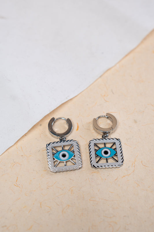 Silver Evil-Eye drop earings