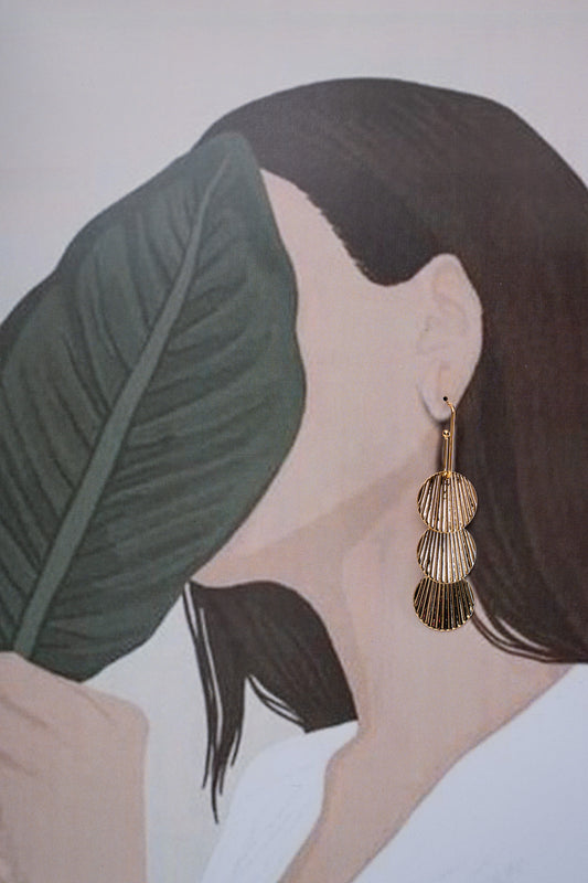 Gold Pleated Long Fashion Earrings