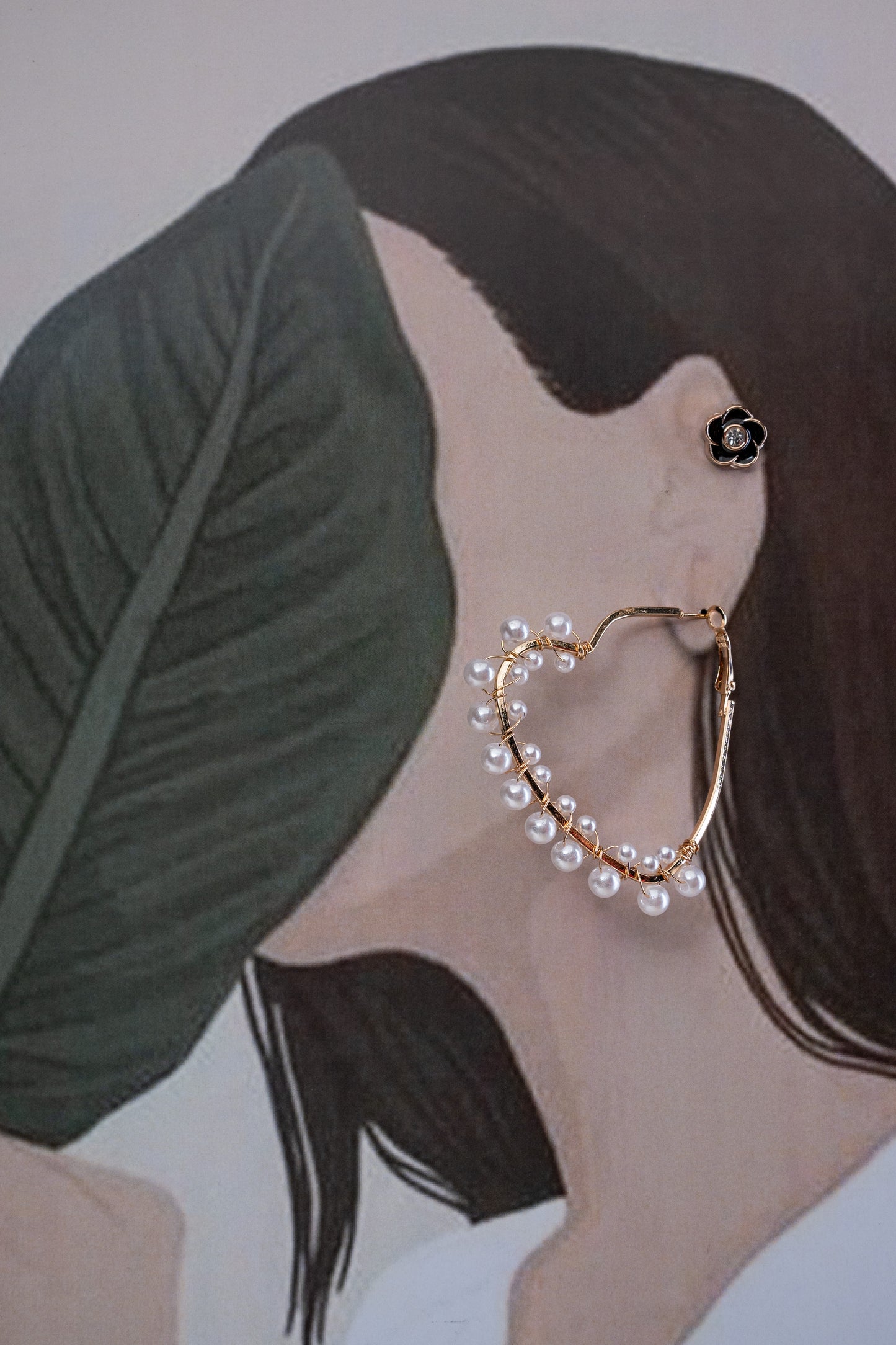 Sterling Pearl Hoops with Minimal Crystal Studds