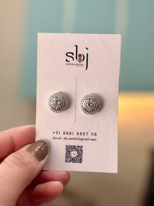 Classic Halo Crystal Stud Earrings