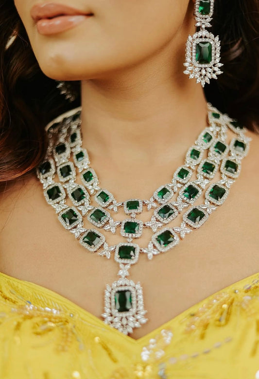 Emerald Radiance Triple-Layer Bridal Set