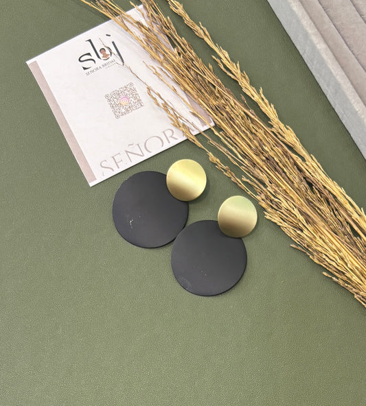 Matte Gold & Black Minimalist Drop Earrings