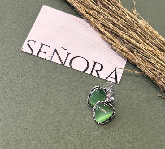 Emerald Green Triangle Drop Earrings
